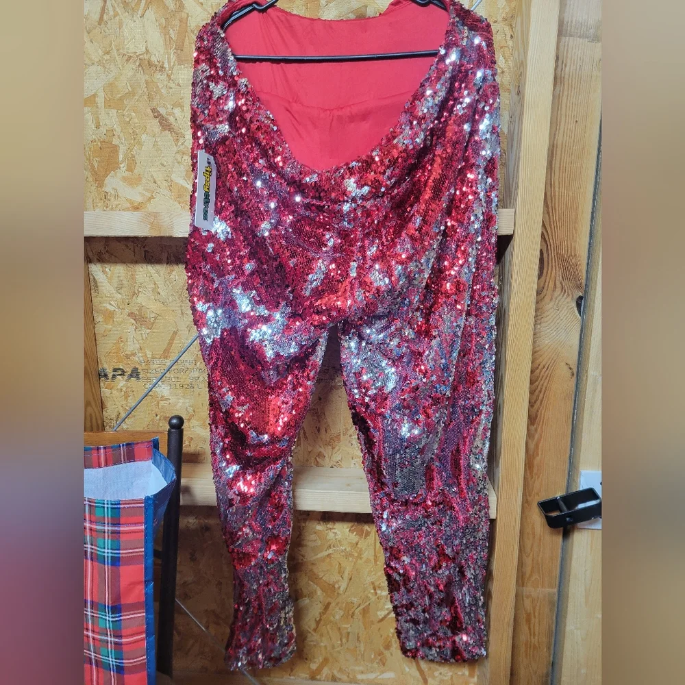 Tipsy‎ Elves NWT Red and Silver Sequin Pants MULTIPLE SIZES